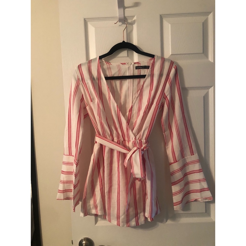 Red & White Skort Romper